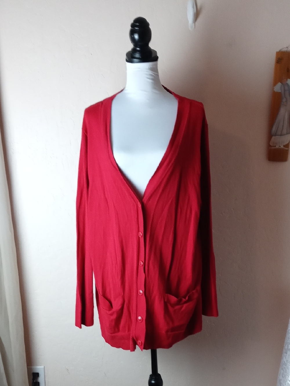 White Stag Women’s Red Button-Front V-Neck Cardigan Sweater